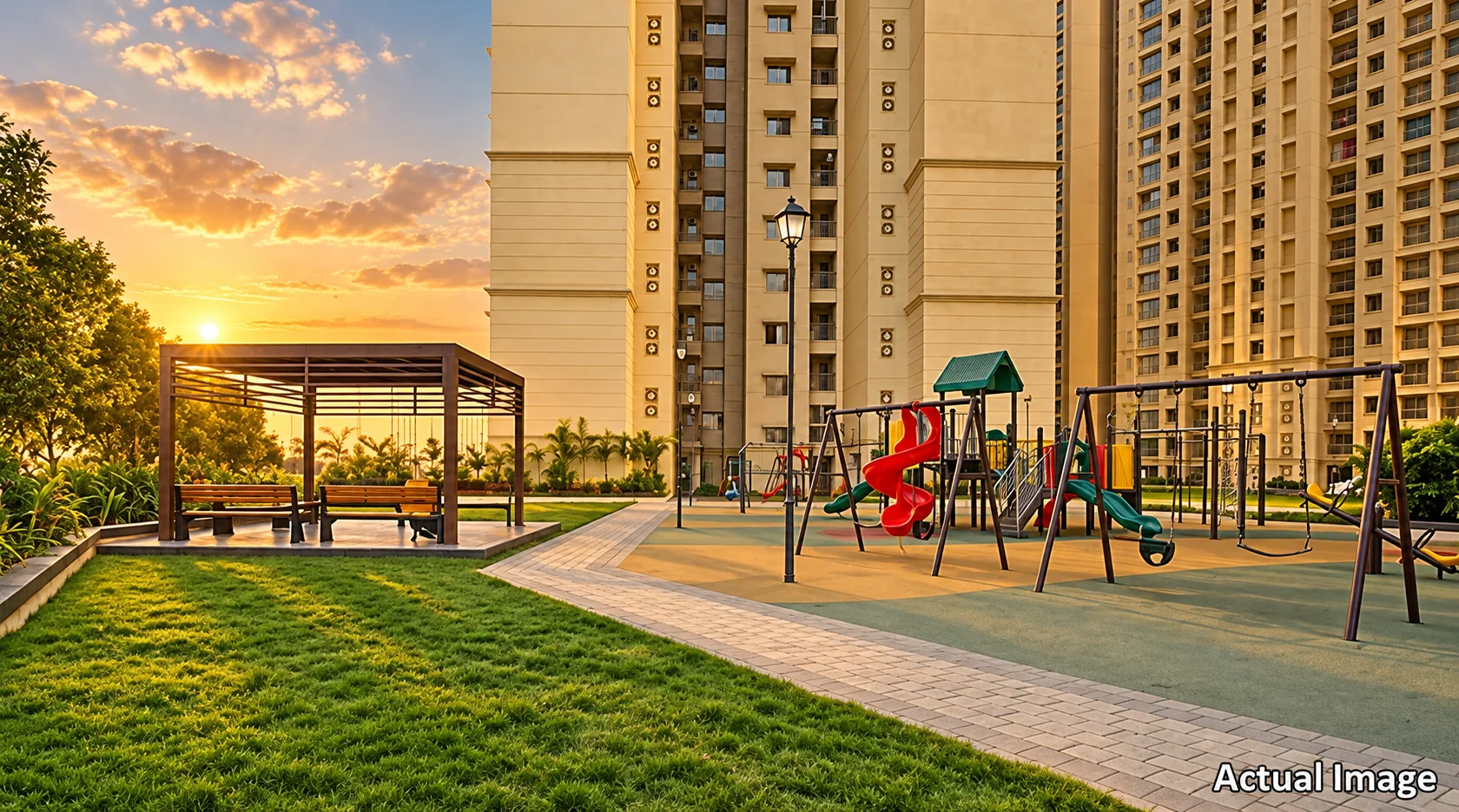 Landscaped outdoor space within the Fortune City township